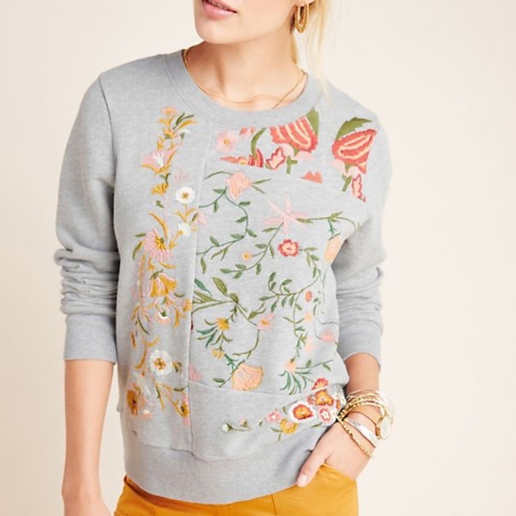Anthropologie Sweaters - Anthropologie Marcie Embroidered Sweatshirt